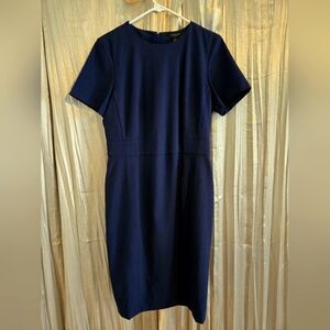 Ann Taylor Blue Short Sleeve Sheath Dress in Bi-Stretch - Curvy Fit Size 8